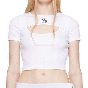 Marine Serre white Cut-Out Crop Top